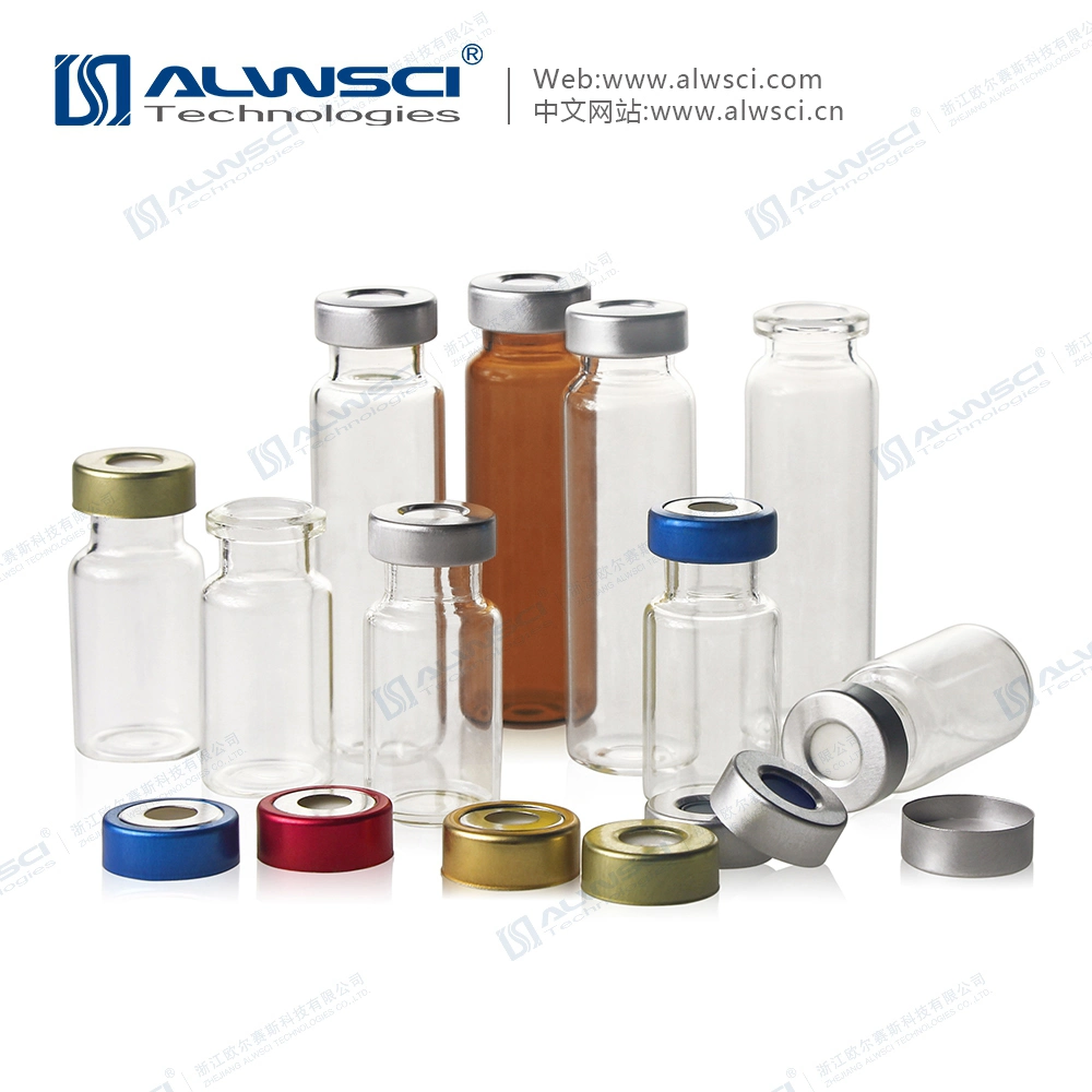 ALWSCI GC 10ml/20ml Headspace Crimp Vials 20mm Aluminum Cap with 3mm PTFE Septa