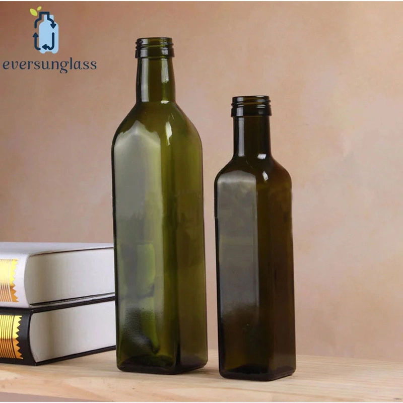 Wholesale 250ml Square Fancy Cooking Oil Use Olive Oil Brown Glass Bottle with Lid