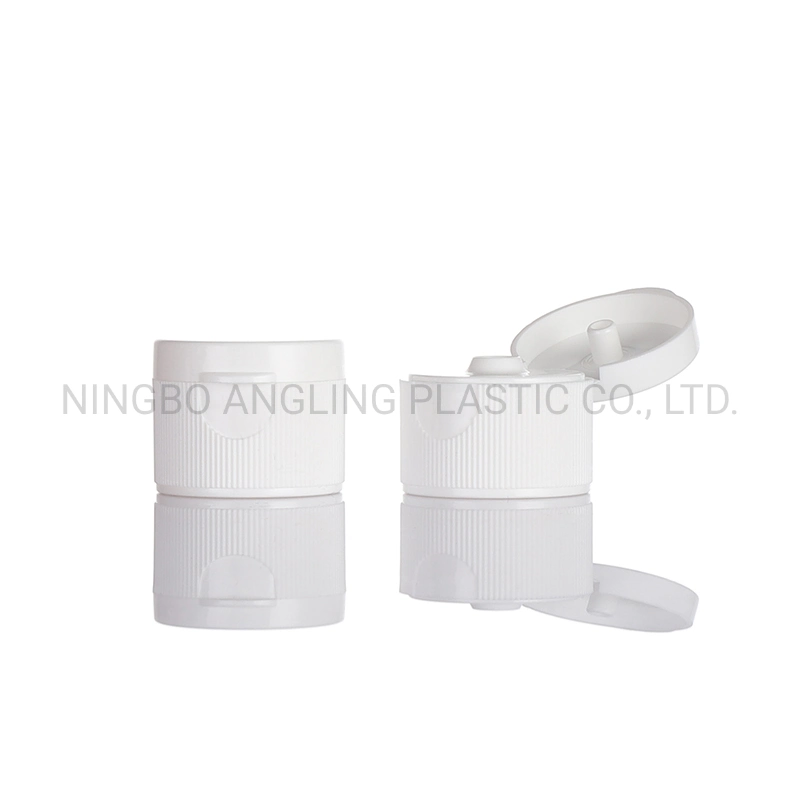 28mm Plastic Cap for Flip Top Cap Bottle in Ribbed White Colors