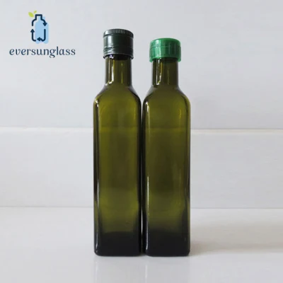 Comercio al por mayor 250ml Square Fancy Cooking Oil Use Olive Oil Brown Glass Bottle con tapa