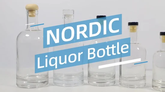 700ml 750ml 1000ml claro negro nórdico redondo vacío ron whisky espíritu Gin Vodka botella de licor de vidrio con tapa de corcho 100ml 200ml 375ml 500ml